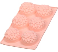 Форма для запекания DANIKS силикон, 17.5x29.5 см, прямоугольная, 6 кексов, розовый, хризантемы savory, y4-497 396051