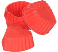 Форма для запекания DANIKS силикон, 12 шт, 6x7 см, фигурная, рифленая, сердечко, в ассортименте, y3-1342 318540