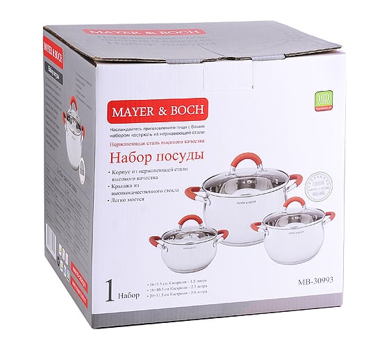 Набор посуды MAYER&BOCH 6 предметов, 1.5+2.5+3 л MB (х4) 30993