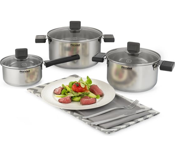 Кастрюля с крышкой RONDELL Quadro RDS-1597 24 см, 5.1 л 1597-RD-01