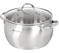Кастрюля DANIKS 3.8 л, нержавеющая сталь, крышка стекло, круглая, эмилия, cw-w075-20, индукция 427880