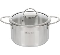 Кастрюля DANIKS 3.4 л, нержавеющая сталь, крышка стекло, бонн, gs-01319-20ca, индукция 364386