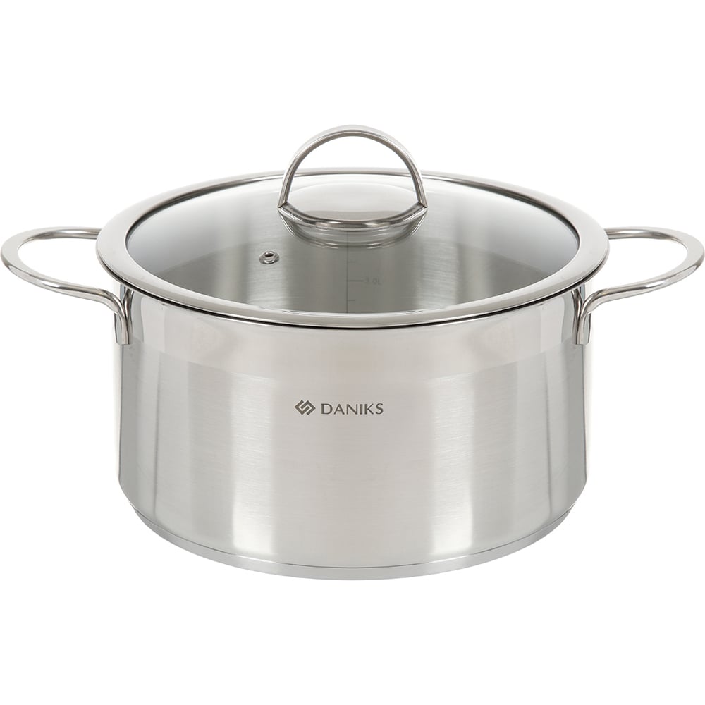 Кастрюля DANIKS 5.8 л, нержавеющая сталь, крышка стекло, бонн, gs-01319 ...