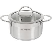 Кастрюля DANIKS 1.8 л, нержавеющая сталь, крышка стекло, бонн, gs-01319-16ca, индукция 364384