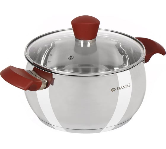 Кастрюля DANIKS 3.6 л, нержавеющая сталь, крышка стекло, орлея, gs-01159p-20ca, индукция 445335