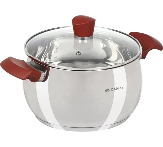Кастрюля DANIKS 5.1 л, нержавеющая сталь, крышка стекло, орлея, gs-01159p-22ca, индукция 445336