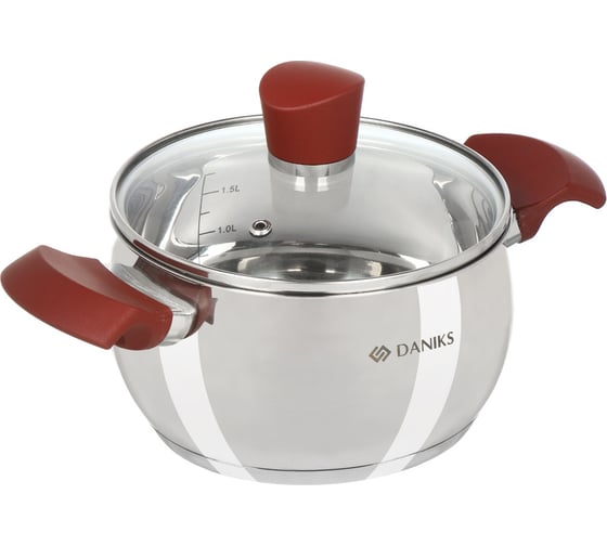 Кастрюля DANIKS 1.9 л, нержавеющая сталь, крышка стекло, орлея, gs-01159p-16ca, индукция 445334