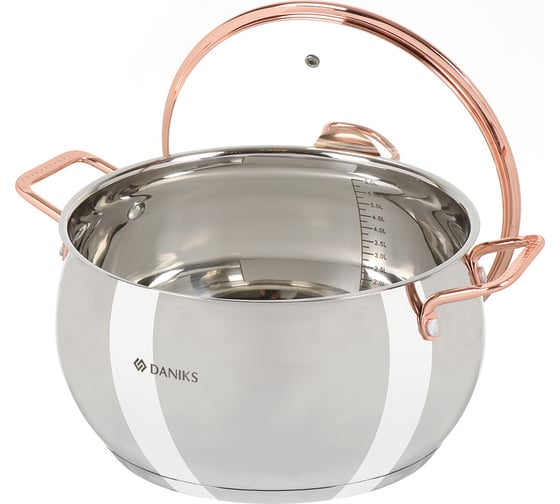 Кастрюля DANIKS 5.8 л, нержавеющая сталь, крышка стекло, карлин, gs-01332g-24, индукция 397611