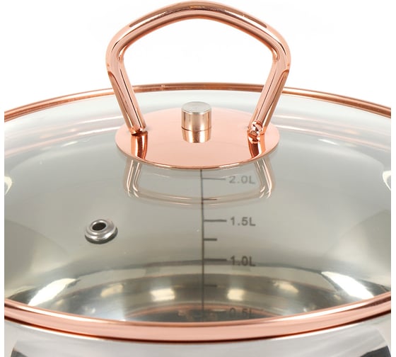Кастрюля DANIKS 2.5 л, нержавеющая сталь, крышка стекло, карлин, gs-01332g-18, индукция 397608