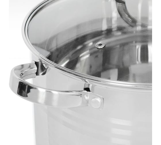 Кастрюля DANIKS 12 л, нержавеющая сталь, крышка стекло, общепит, sd-6bp-13, индукция 320464