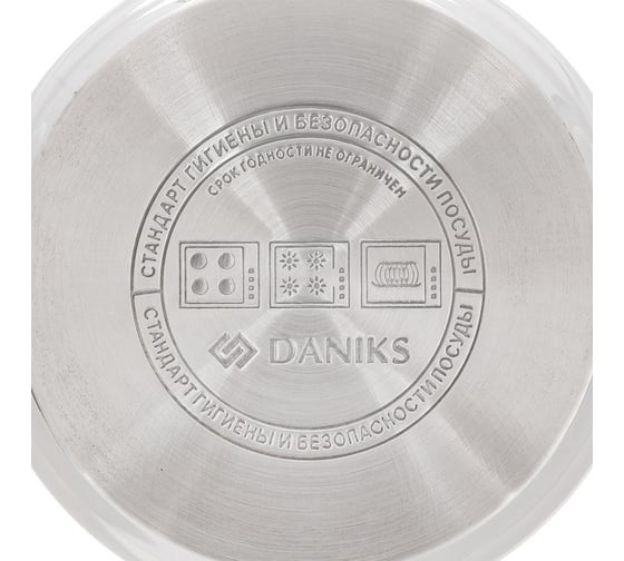 Кастрюля DANIKS 12 л, нержавеющая сталь, крышка стекло, общепит, sd-6bp-13, индукция 320464