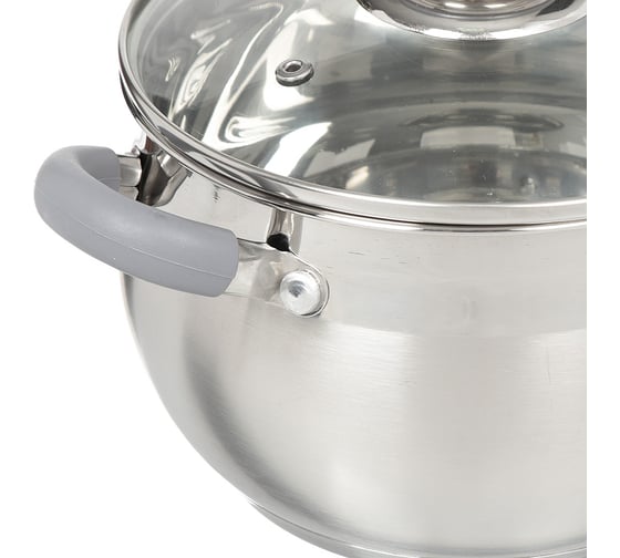 Кастрюля DANIKS 2.9 л, нержавеющая сталь, крышка стекло, модерн серый, sd-18n, индукция 294426