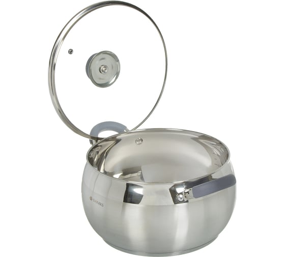 Кастрюля DANIKS 6.5 л, нержавеющая сталь, крышка стекло, модерн серый, sd-24n, индукция 294428