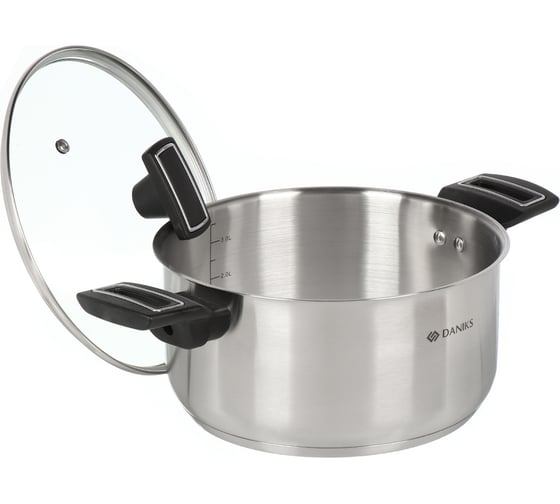 Кастрюля DANIKS 4.1 л, нержавеющая сталь, крышка стекло, айленд, sd-23-22, индукция 447740