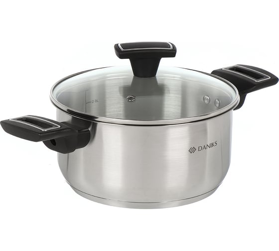 Кастрюля DANIKS 3.1 л, нержавеющая сталь, крышка стекло, айленд, sd-23-20, индукция 447739