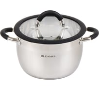 Кастрюля DANIKS 3.7 л, нержавеющая сталь, крышка стекло, круглая, орландо, gs-01435-20ca, индукция 397623