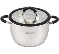 Кастрюля DANIKS 4.9 л, нержавеющая сталь, крышка стекло, круглая, орландо, gs-01435-22ca, индукция 397624