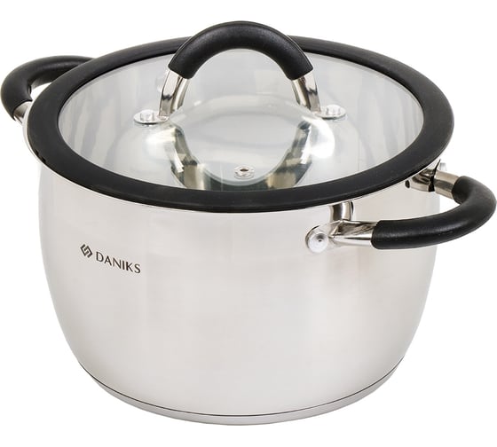 Кастрюля DANIKS 4.9 л, нержавеющая сталь, крышка стекло, круглая, орландо, gs-01435-22ca, индукция 397624