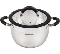 Кастрюля DANIKS 2.7 л, нержавеющая сталь, крышка стекло, орландо, gs-01435-18ca, серебристый, индукция 397622