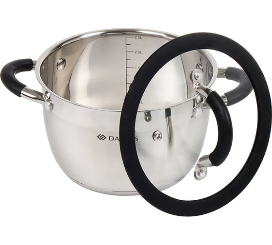 Кастрюля DANIKS 2.7 л, нержавеющая сталь, крышка стекло, орландо, gs-01435-18ca, серебристый, индукция 397622
