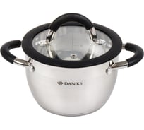Кастрюля DANIKS 1.9 л, нержавеющая сталь, крышка стекло, орландо, gs-01435-16ca, серебристый, индукция 397621