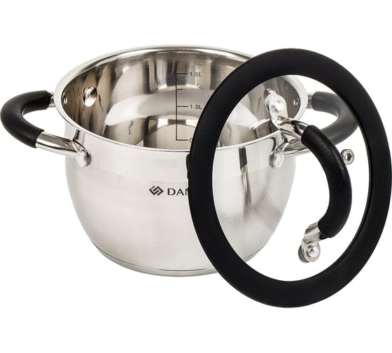 Кастрюля DANIKS 1.9 л, нержавеющая сталь, крышка стекло, орландо, gs-01435-16ca, серебристый, индукция 397621