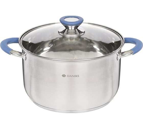 Кастрюля DANIKS 6.5 л, нержавеющая сталь, крышка стекло, сиена, sd-a93-24, индукция 352054 1