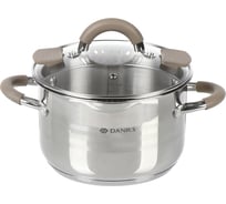 Кастрюля DANIKS 2.9 л, нержавеющая сталь, крышка стекло, нара, gs-01413hy-18ca-2, серебристый, индукция 445333