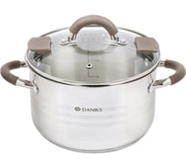 Кастрюля DANIKS 3.9 л, нержавеющая сталь, крышка стекло, нара, gs-01413hy-20ca-2, серебристый, индукция 397627