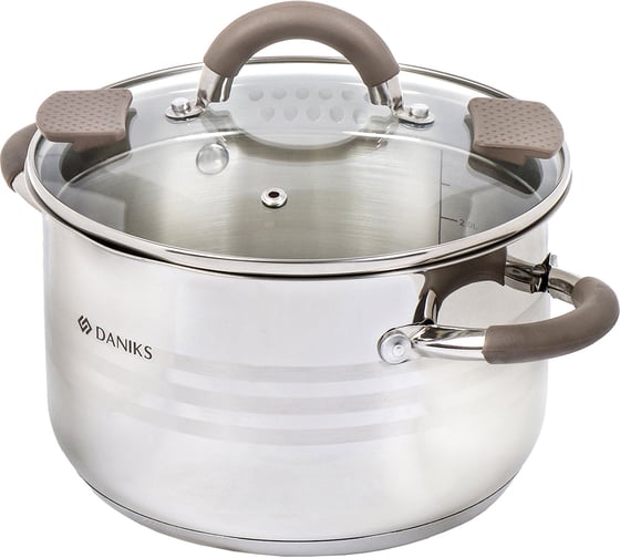 Кастрюля DANIKS 3.9 л, нержавеющая сталь, крышка стекло, нара, gs-01413hy-20ca-2, серебристый, индукция 397627