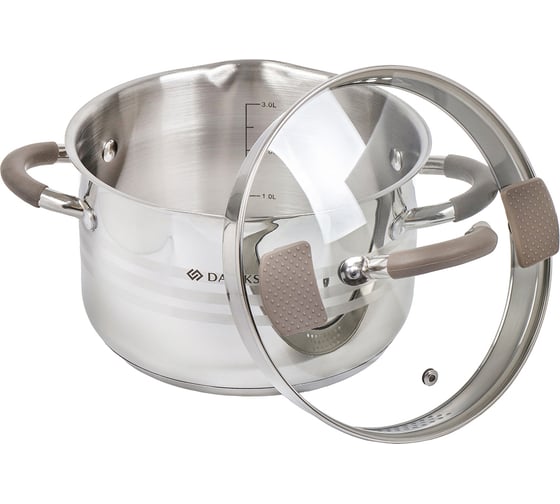 Кастрюля DANIKS 3.9 л, нержавеющая сталь, крышка стекло, нара, gs-01413hy-20ca-2, серебристый, индукция 397627