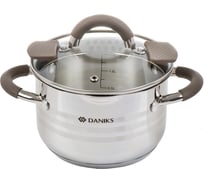 Кастрюля DANIKS 2.1 л, нержавеющая сталь, крышка стекло, нара, gs-01413hy-16ca-2, серебристый, индукция 397626