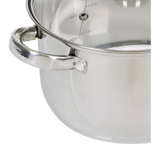 Кастрюля DANIKS 3.7 л, нержавеющая сталь, крышка стекло, dnn3, sd-a17-20 355348