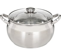Кастрюля DANIKS 6.5 л, нержавеющая сталь, крышка стекло, классика, sd-24, индукция 225607