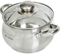 Кастрюля DANIKS 1.9 л, нержавеющая сталь, крышка стекло, классика, sd-16, индукция 204071