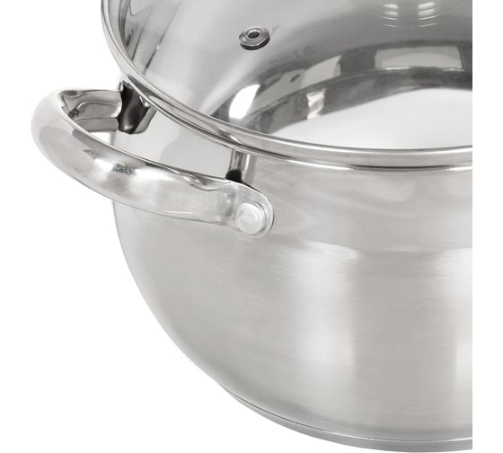 Кастрюля DANIKS 2.9 л, нержавеющая сталь, крышка стекло, классика, sd-18, индукция 204072