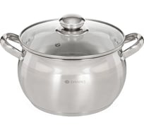 Кастрюля DANIKS 3.9 л, нержавеющая сталь, крышка стекло, классика, sd-20, индукция 204073