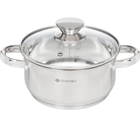 Кастрюля DANIKS 2.2 л, нержавеющая сталь, крышка стекло, оптима, gs-01201-18ca, индукция 332354