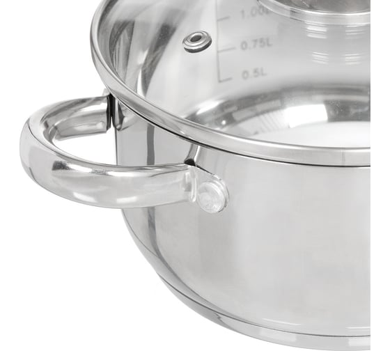 Кастрюля DANIKS 3.1 л, нержавеющая сталь, крышка стекло, оптима, gs-01201-20ca, индукция 332355