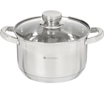 Кастрюля DANIKS 3.9 л, нержавеющая сталь, крышка стекло, стандарт-pr, sd-20-2, индукция 294421