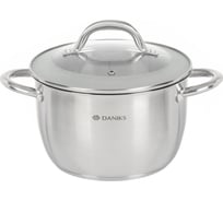 Кастрюля DANIKS 3.7 л, нержавеющая сталь, крышка стекло, перл, gs-01205-20, индукция 397614