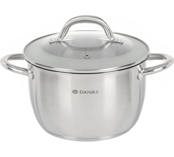 Кастрюля DANIKS 3.7 л, нержавеющая сталь, крышка стекло, перл, gs-01205-20, индукция 397614