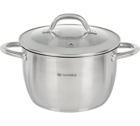 Кастрюля DANIKS 4.9 л, нержавеющая сталь, крышка стекло, перл, gs-01205-22, индукция 397615