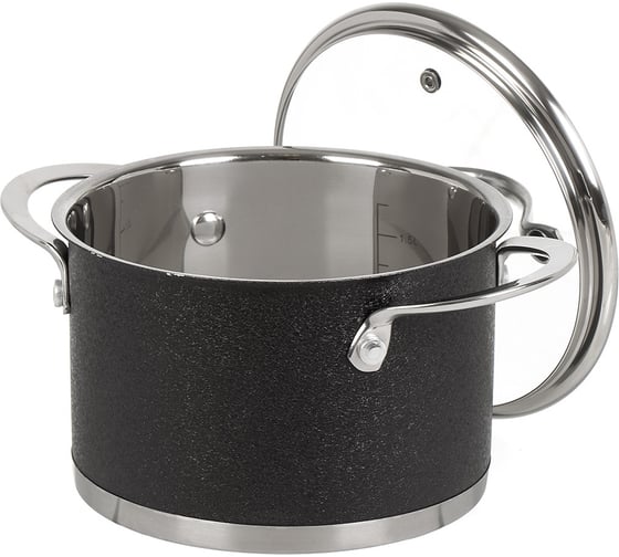 Кастрюля DANIKS 2.1 л, нержавеющая сталь, крышка стекло, денвер, gs-01337-16ca, индукция 397618