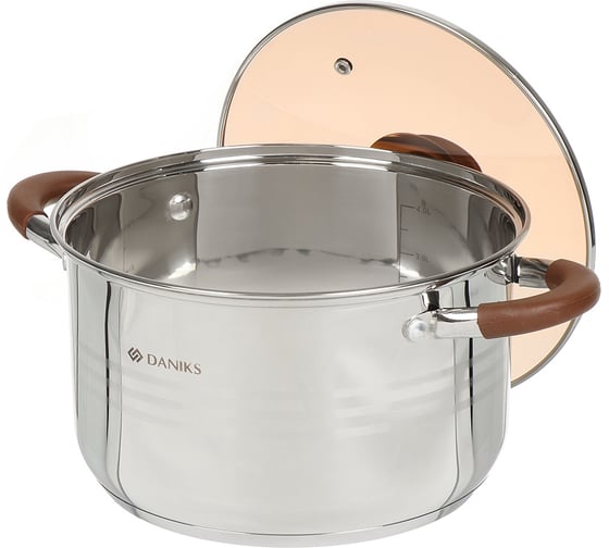 Кастрюля DANIKS 5 л, нержавеющая сталь, крышка стекло, веллингтон, gs-01415-22ca, индукция 397631