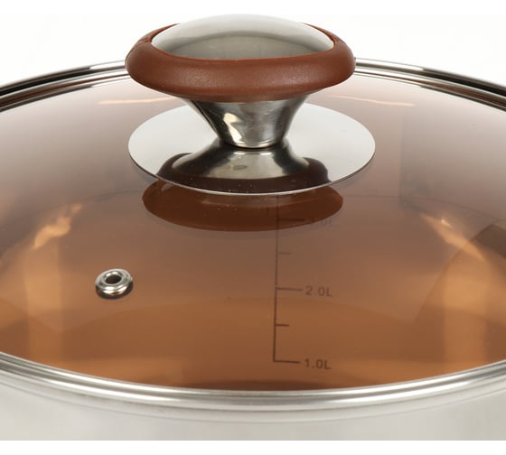 Кастрюля DANIKS 5 л, нержавеющая сталь, крышка стекло, веллингтон, gs-01415-22ca, индукция 397631