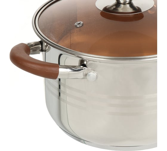 Кастрюля DANIKS 3.8 л, нержавеющая сталь, крышка стекло, веллингтон, gs-01415-20ca, индукция 397630
