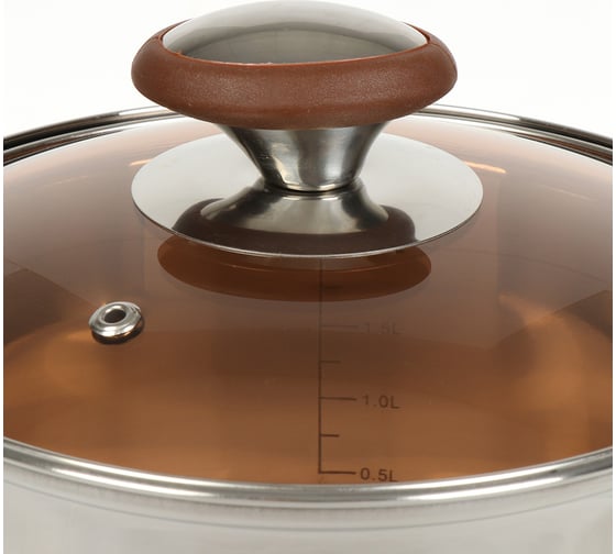 Кастрюля DANIKS 2.8 л, нержавеющая сталь, крышка стекло, веллингтон, gs-01415-18ca, серебристый, индукция 397629