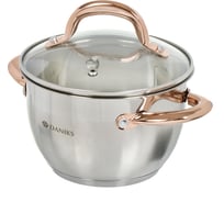 Кастрюля DANIKS 1.8 л, нержавеющая сталь, крышка стекло, мадрид gold, sd-316g, индукция 291940