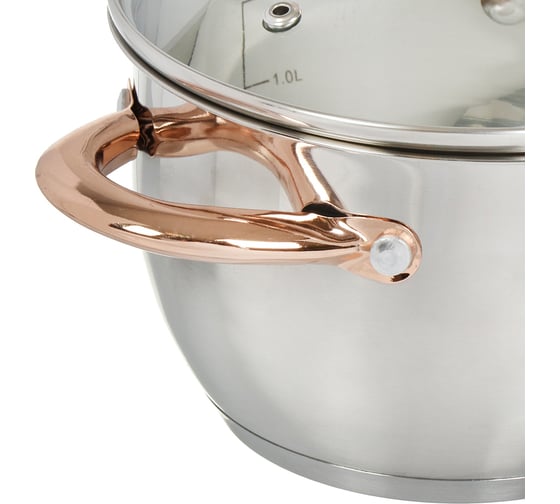 Кастрюля DANIKS 1.8 л, нержавеющая сталь, крышка стекло, мадрид gold, sd-316g, индукция 291940